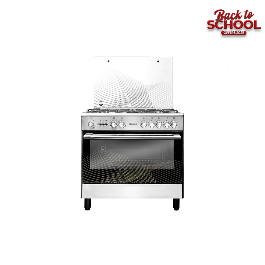 TORNADO 90x60CM - 5 Burners - Stainless + full Safety + Grill