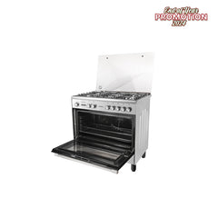 TORNADO 90CM - 5 Burners - Stainless+ full Safety +  Dishwarmer + Convection One fan