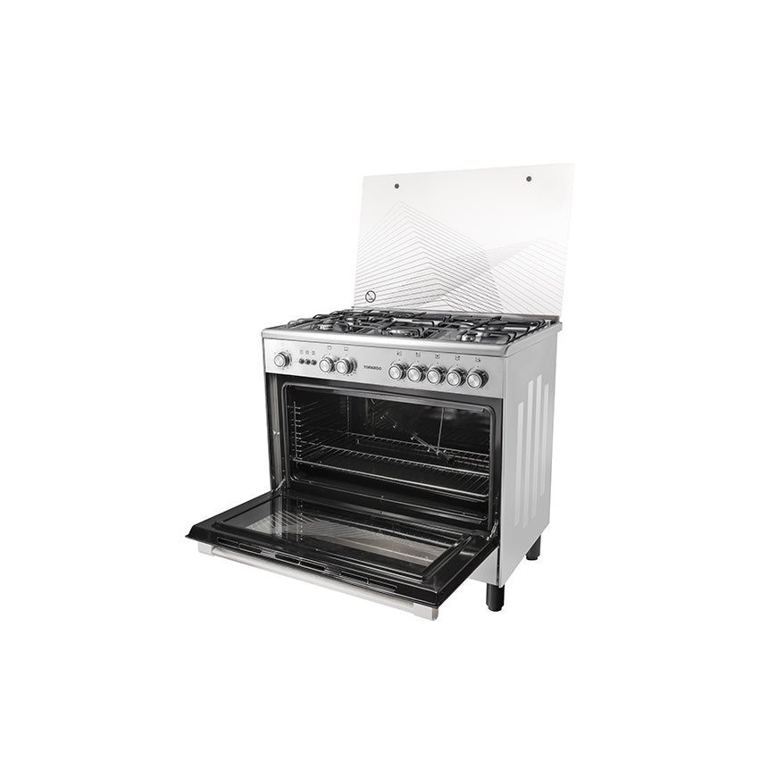 TORNADO 90x60CM - 5 Burners - Stainless + full Safety + Grill